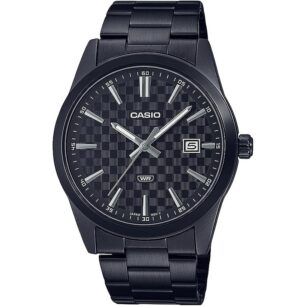 Casio Collection Date - Carbon Look - Black (MTP-VD03B-1AUDF) Men's Watch