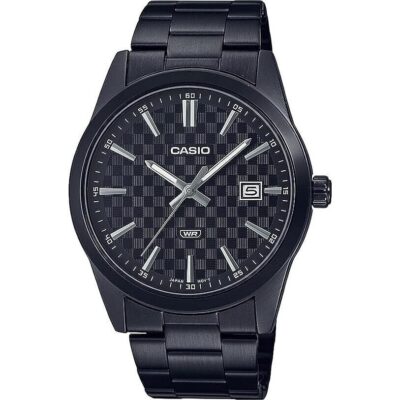Casio Collection Date - Carbon Look - Black (MTP-VD03B-1AUDF) Men's Watch