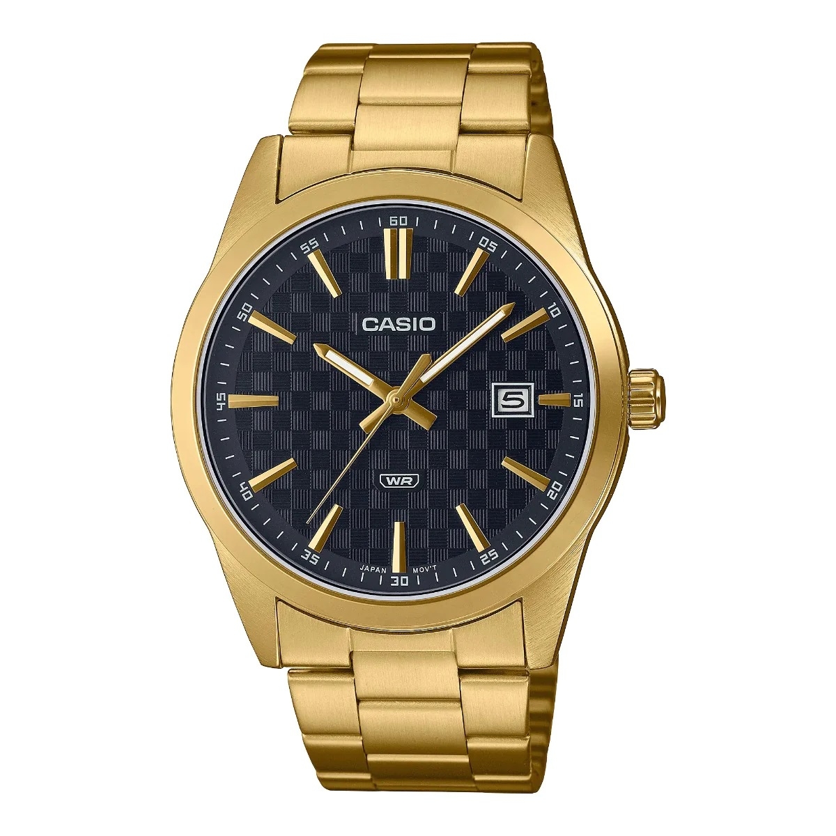 Casio Collection Date Gold - Carbon Look - Black (MTP-VD03G-1AUDF) Men's Watch