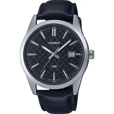 Casio Collection Date - Carbon Look - Silver & Black (MTP-VD03L-1AUDF) Men WATCHES