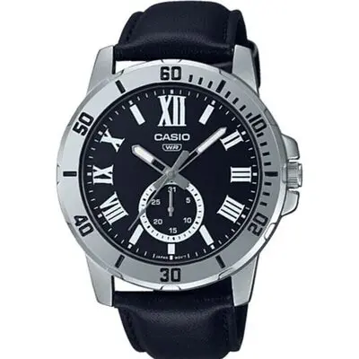 Casio Collection Diver Date Leather - Black (MTP-VD200L-1BUDF) Men WATCHES
