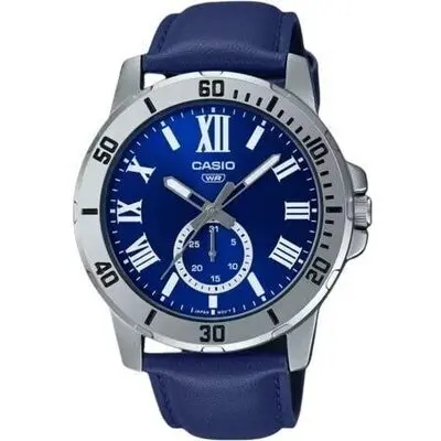 Casio Collection Diver Date Leather - Blue (MTP-VD200L-2BUDF) Men WATCHES