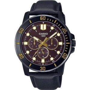 Casio Collection Diver Multifuction Black - Brown (MTP-VD300BL-5EUDF) Men WATCHES