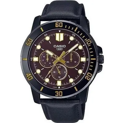 Casio Collection Diver Multifuction Black - Brown (MTP-VD300BL-5EUDF) Men WATCHES