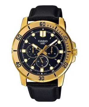 Casio Collection Diver Multifuction. Leather - Black (MTP-VD300GL-1EUDF) Men's Watch