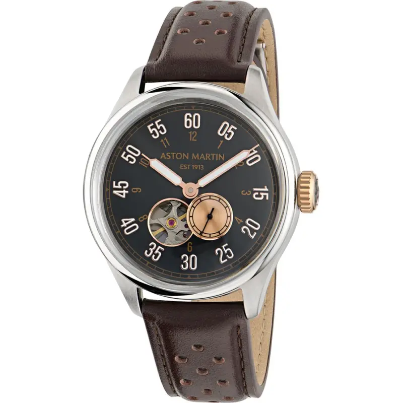 Elegant Aston Martin wristwatch with leather strap MTTS1F501