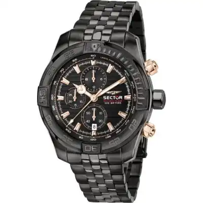 Sector Diving Team Chronograph Black Dial Quartz Diver's R3273635003 300M Men's Watch