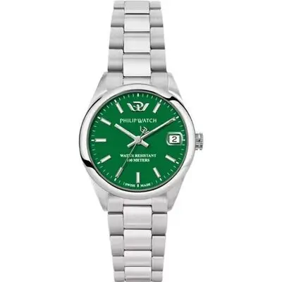 Philip Watch Swiss Made Caribe Urban Stainless Steel Green Dial Quartz R8253597647 100M Men's Watch