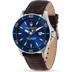Maserati Competizione Leather Strap Blue Dial Quartz R8851100004 100M Men's Watch