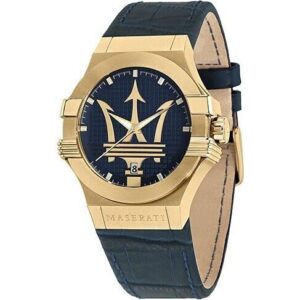 Maserati Potenza Blue Dial Leather Strap Quartz R8851108035 100M Men's Watch