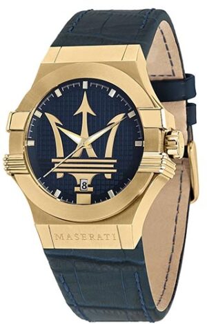 Maserati Potenza Blue Dial Leather Strap Quartz R8851108035 100M Men's Watch