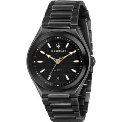 Maserati Watch Men Black Dial Metal Stainless Steel Strap Quartz Battery Analog Three Hand Wr 330 Ft Triconic R8853139004