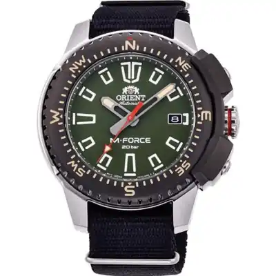 Orient M-Force Green Dial Stainless Steel Automatic Diver's RA-AC0N03E10B 200M Men's Watch