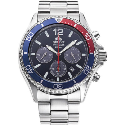 Orient Chronograph Stainless Steel Black Dial Solar Diver's RA-TX0201L10B 200M Men's Watch