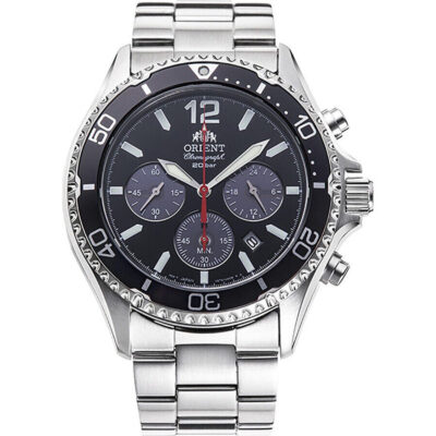 Orient Chronograph Stainless Steel Black Dial Solar Diver's Ra-tx0202b10b 200m Men's Watch