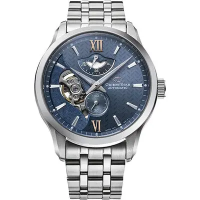 Orient Star Contemporary Stainless Steel Blue Dial Automatic RE-AV0B08L00B 100M Men's Watch