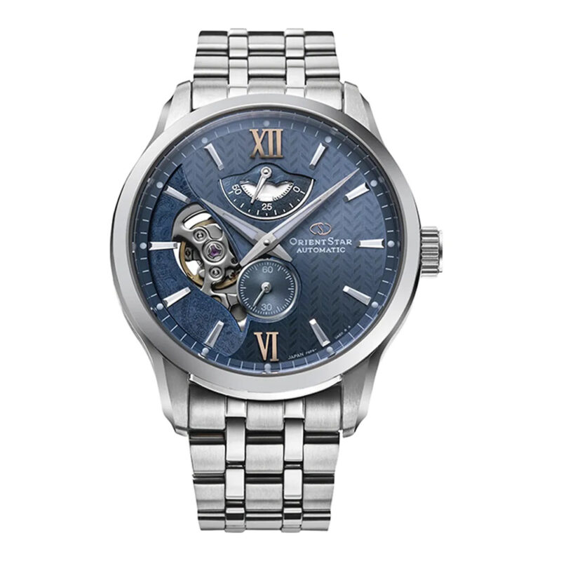 Orient Star Contemporary Stainless Steel Blue Dial Automatic RE-AV0B08L00B 100M Men's Watch