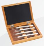 Kit 4 Pinzette Da Orologiaio Con Scatola In Legno/ 4 Watchmaker Tweezers