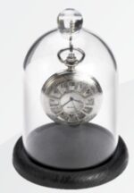Espositore Per Orologi Da Tasca Con Campana In Plexiglass E Base In Legno / Pocket Watches Display