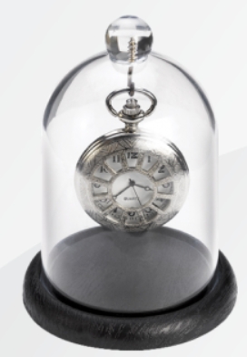 Espositore Per Orologi Da Tasca Con Campana In Plexiglass E Base In Legno / Pocket Watches Display