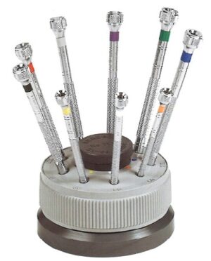 Kit 9 screwdrivers on a rotating base (s2096) Watch Repair Tools and lubes
