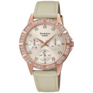 Casio Sheen Lady Crystal Leather - Cream ***special Price*** (SHE-3517PGL-9AUEF) Women's Watch