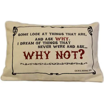 Cuscini Letterari - Copricuscino In Juta Lavata / Cotton Pillow Case Why Not - Size 38x25cm (SLEEP-C-05) Unisex FASHION ACCESSORIES