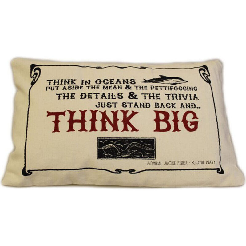 Cuscini Letterari - Copricuscino In Juta Lavata / Cotton Pillow Case Think Big - Size 38x25cm (SLEEP-C-07) Unisex FASHION ACCESSORIES