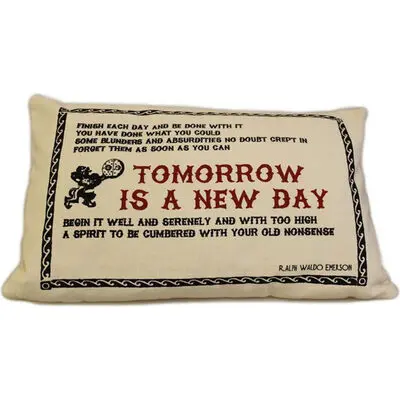Cuscini Letterari - Copricuscino In Juta Lavata / Cotton Pillow Case Tomorrow - Size 38x25cm (SLEEP-C-12) Unisex FASHION ACCESSORIES