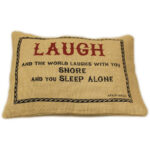 Cuscini Letterari - Copricuscino In Juta Lavata / Juta Washed Pillow Case Laugh - Size 38x25cm (SLEEP-J-02)  FASHION ACCESSORIES