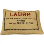 Cuscini Letterari - Copricuscino In Juta Lavata / Juta Washed Pillow Case Laugh - Size 38x25cm (SLEEP-J-02) Unisex FASHION ACCESSORIES
