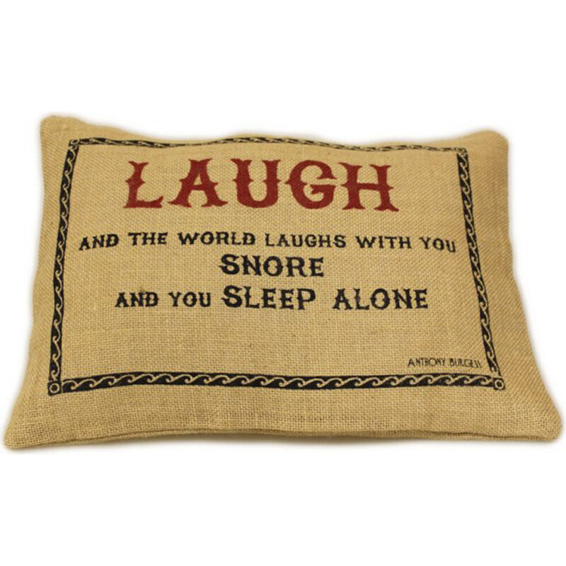 Cuscini Letterari - Copricuscino In Juta Lavata / Juta Washed Pillow Case Laugh - Size 38x25cm (SLEEP-J-02) Unisex FASHION ACCESSORIES