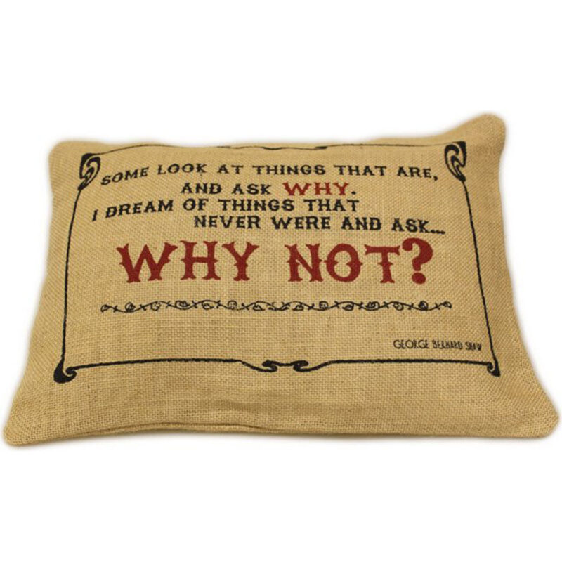 Cuscini Letterari - Copricuscino In Juta Lavata / Juta Washed Pillow Case Why Not - Size 38x25cm (SLEEP-J-05) Unisex FASHION ACCESSORIES