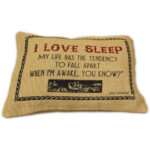Cuscini Letterari - Copricuscino In Juta Lavata / Juta Washed Pillow Case Love Sleep - Size 38x25cm (SLEEP-J-06)  FASHION ACCESSORIES