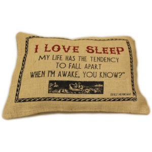 Cuscini Letterari - Copricuscino In Juta Lavata / Juta Washed Pillow Case Love Sleep - Size 38x25cm (SLEEP-J-06)  FASHION ACCESSORIES