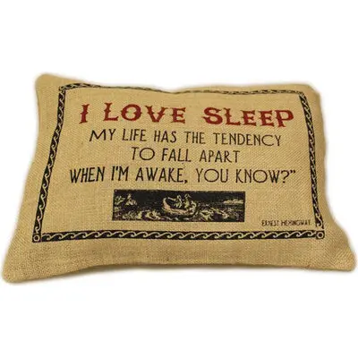 Cuscini Letterari - Copricuscino In Juta Lavata / Juta Washed Pillow Case Love Sleep - Size 38x25cm (SLEEP-J-06) Unisex FASHION ACCESSORIES