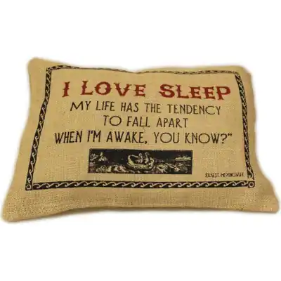Cuscini Letterari - Copricuscino In Juta Lavata / Juta Washed Pillow Case Love Sleep - Size 38x25cm (SLEEP-J-06) Unisex FASHION ACCESSORIES