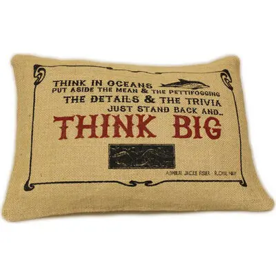 Cuscini Letterari - Copricuscino In Juta Lavata / Juta Washed Pillow Case Think Big - Size 38x25cm (SLEEP-J-07) Unisex FASHION ACCESSORIES