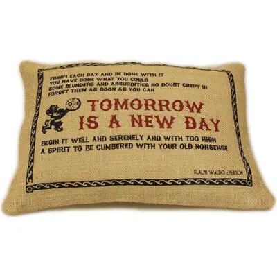 Cuscini Letterari - Copricuscino In Juta Lavata / Juta Washed Pillow Case Tomorrow - Size 38x25cm (SLEEP-J-12) Unisex FASHION ACCESSORIES