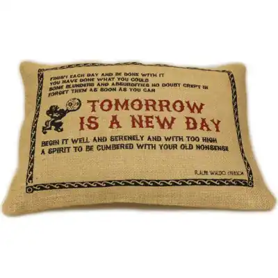 Cuscini Letterari - Copricuscino In Juta Lavata / Juta Washed Pillow Case Tomorrow - Size 38x25cm (SLEEP-J-12) Unisex FASHION ACCESSORIES