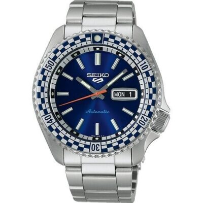 Seiko 5 Sports SKX Series Checker Flag Special Edition Petrol Blue Dial Automatic SRPK65K1 100M Men's Watch