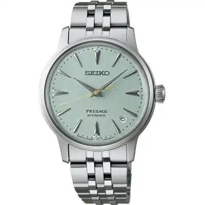 Seiko Presage Cocktail Diamond Accents Stainless Steel Mint Green Dial Automatic SRPL63J1 Women's Watch