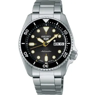 Seiko 5 Sports SKX Street Stonewash Stainless Steel Black Dial Automatic SRPL79K1 100M Men's Watch