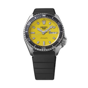 Seiko 5 Sports SKX Redux Silicone Strap Yellow Dial Automatic SRPL87K1 100M Men’s Watch - SRPL87K1