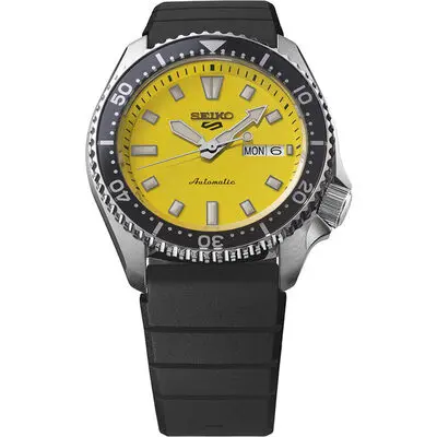 Seiko 5 Sports SKX Redux Silicone Strap Yellow Dial Automatic SRPL87K1 100M Men’s Watch - SRPL87K1
