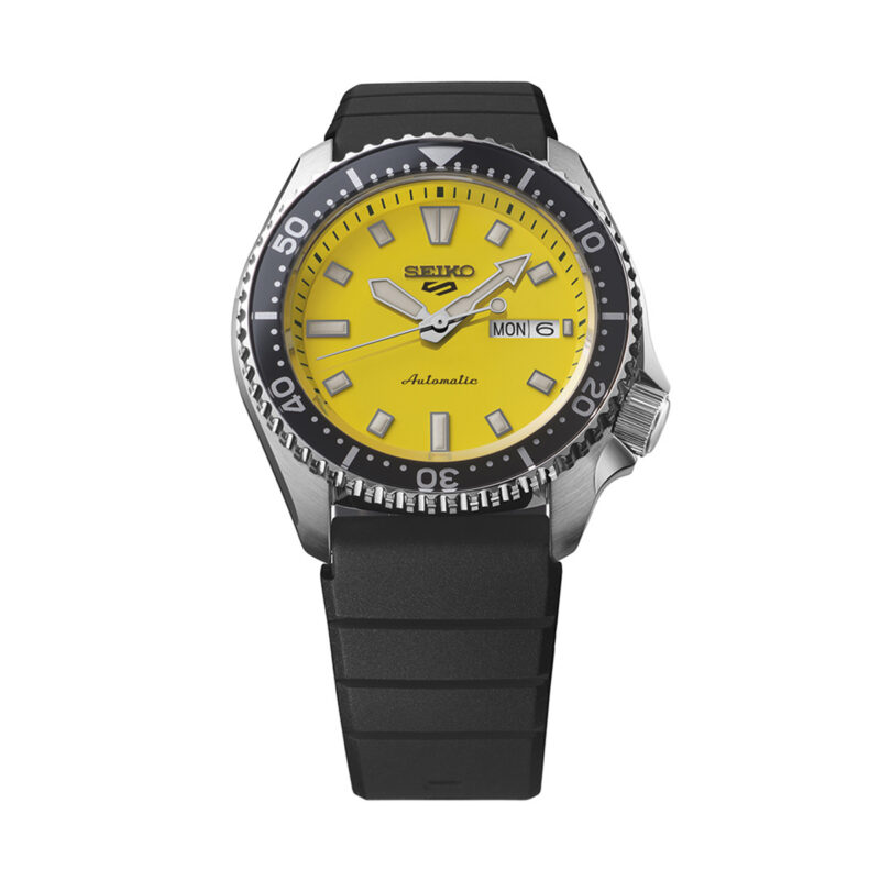 Seiko 5 Sports SKX Redux Silicone Strap Yellow Dial Automatic SRPL87K1 100M Men’s Watch - SRPL87K1