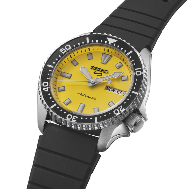 Seiko 5 Sports SKX Redux Silicone Strap Yellow Dial Automatic SRPL87K1 100M Men’s Watch - SRPL87K1