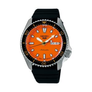 Seiko 5 Sports SKX Redux Silicone Strap Orange Dial Automatic SRPL89K1 100M Men's Watch