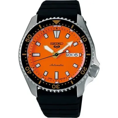 Seiko 5 Sports SKX Redux Silicone Strap Orange Dial Automatic SRPL89K1 100M Men's Watch