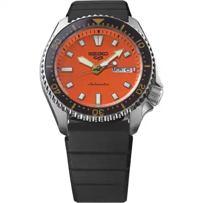 Seiko 5 Sports SKX Redux Silicone Strap Orange Dial Automatic SRPL89K1 100M Men’s Watch - SRPL89K1